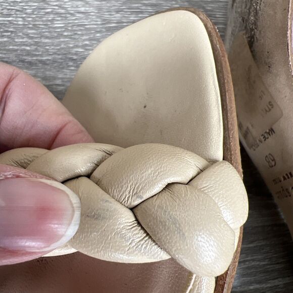 Kate Spade New York Braided Juniper Sandal 6B Beige Block Heel Leather - Picture 10 of 14